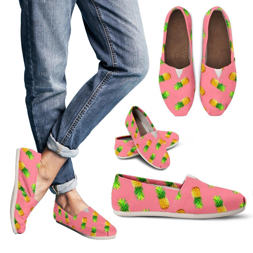 Pink Pineapple Pattern Print Women's Casual Canvas Shoes