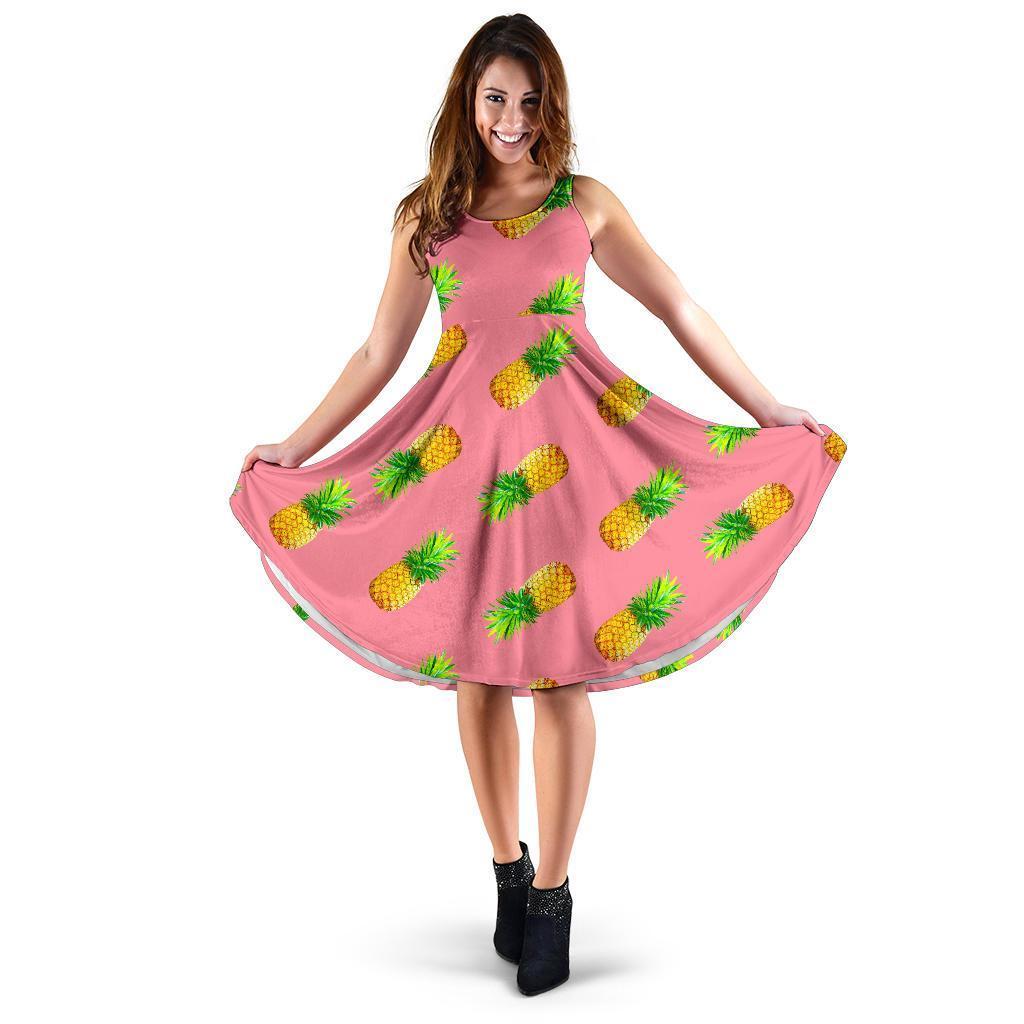 Pink Pineapple Pattern Print Women's Dress