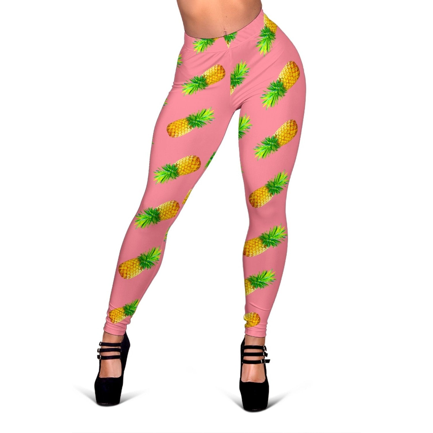 Pink Pineapple Pattern Print Women's Leggings