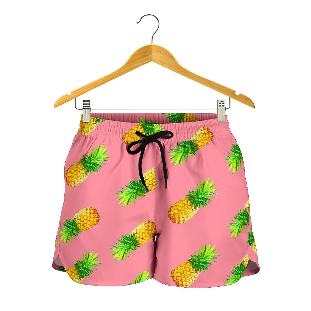 Pink Pineapple Pattern Print Women's Shorts