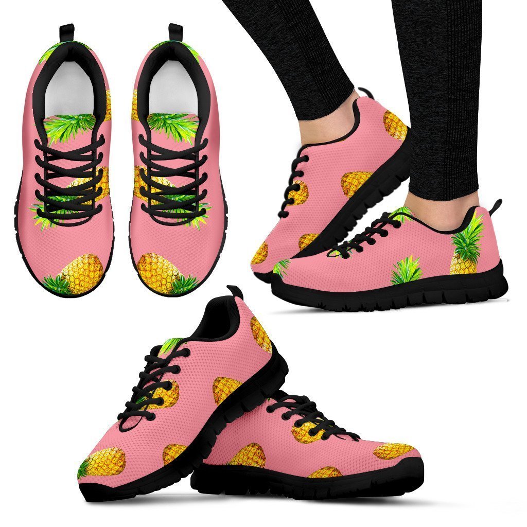 Pink Pineapple Pattern Print Women's Sneakers