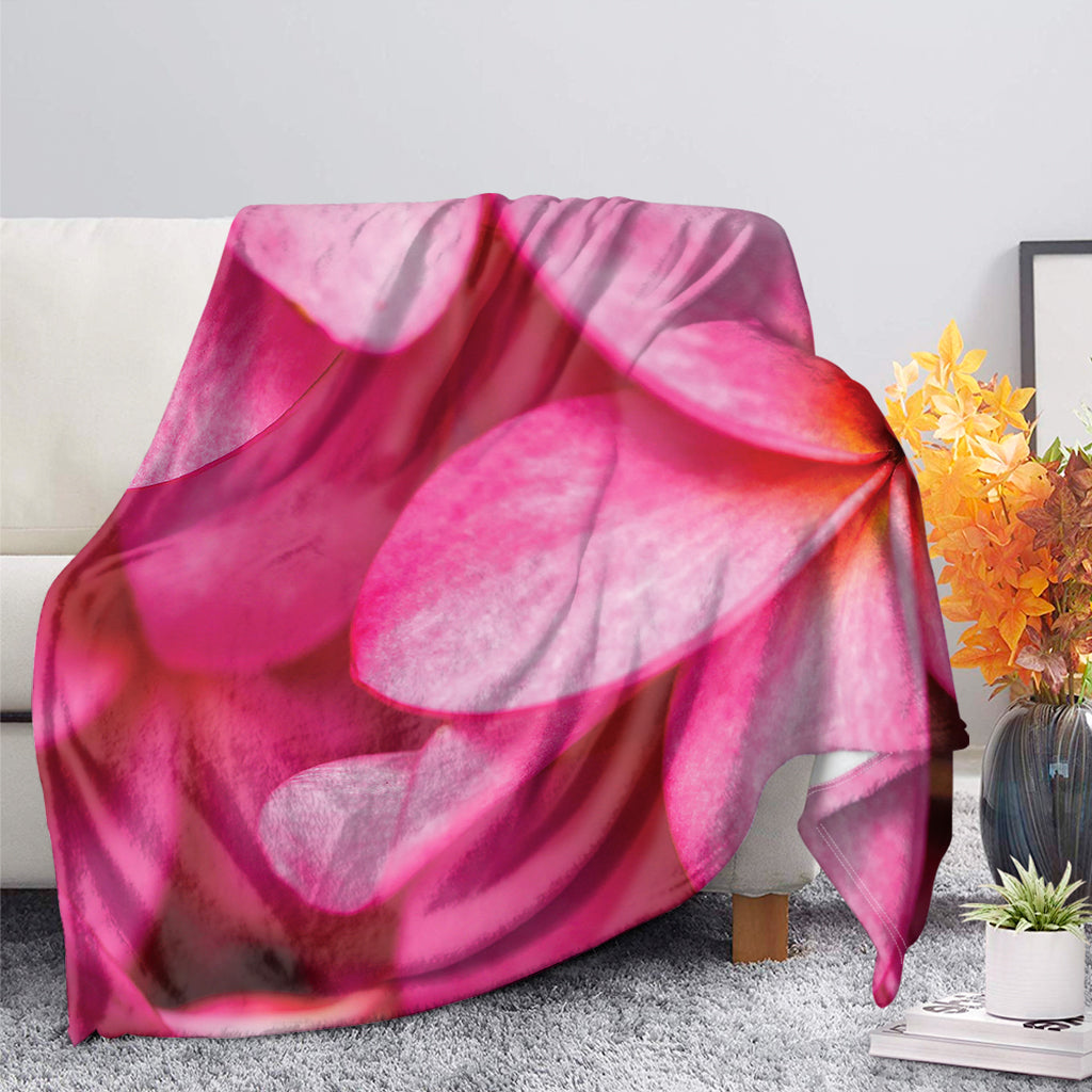 Pink Plumeria Flower Print Blanket