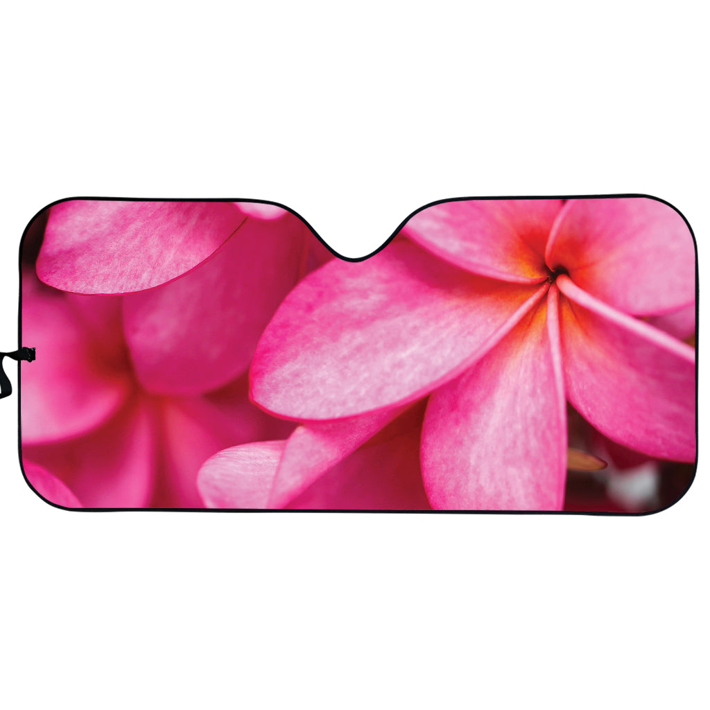 Pink Plumeria Flower Print Car Sun Shade