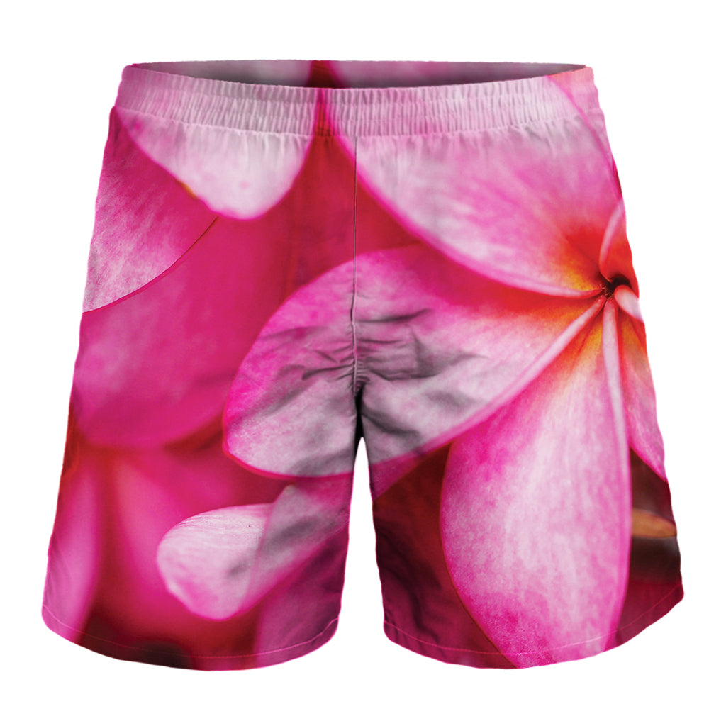 Pink Plumeria Flower Print Men's Shorts