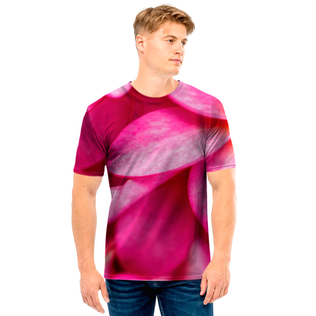 Pink Plumeria Flower Print Men's T-Shirt