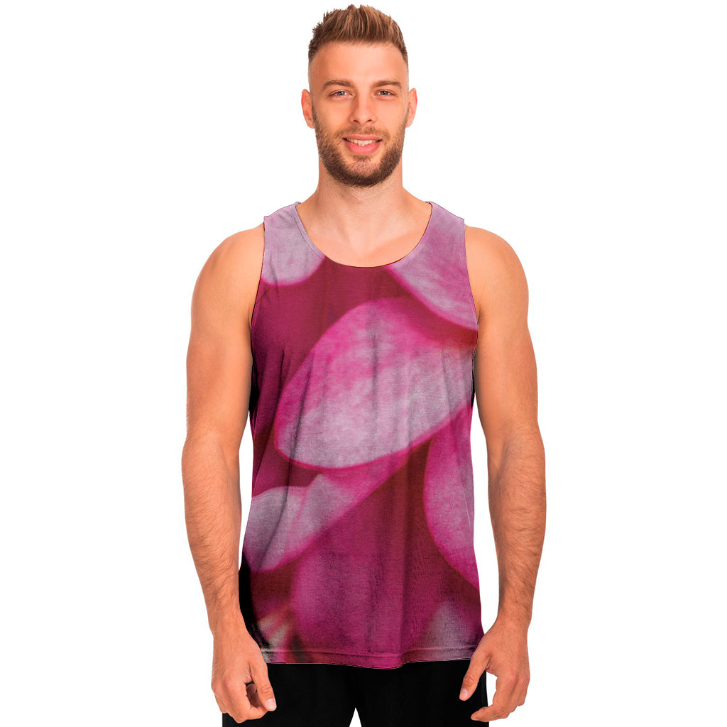 Pink Plumeria Flower Print Men's Tank Top