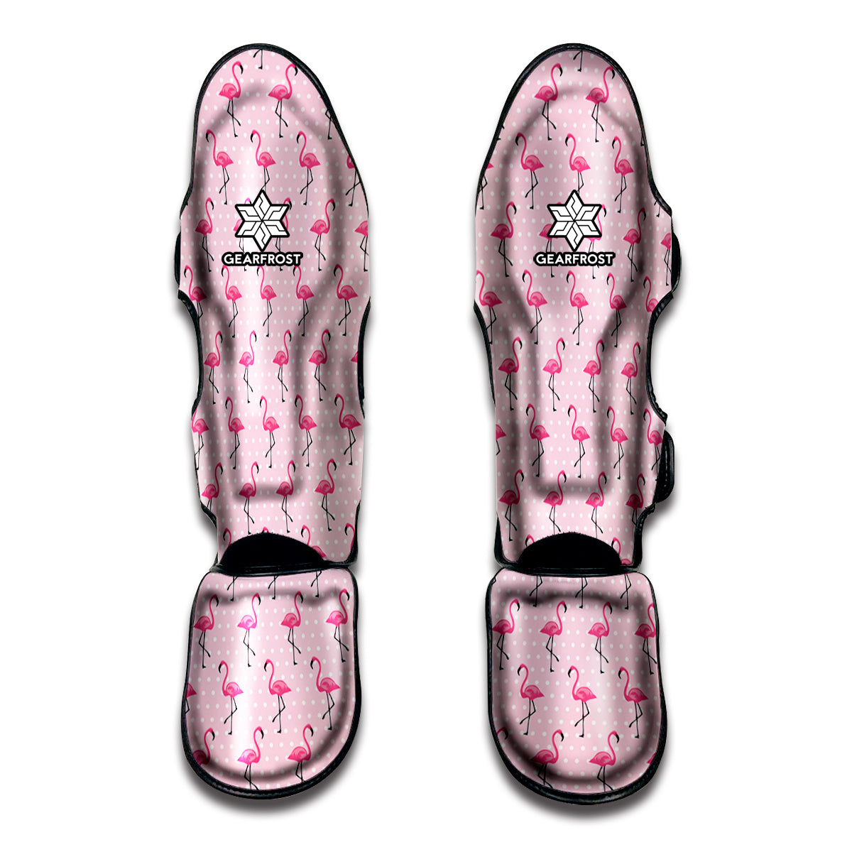 Pink Polka Dot Flamingo Pattern Print Muay Thai Shin Guards