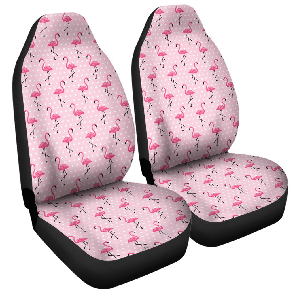 Pink Polka Dot Flamingo Pattern Print Universal Fit Car Seat Covers