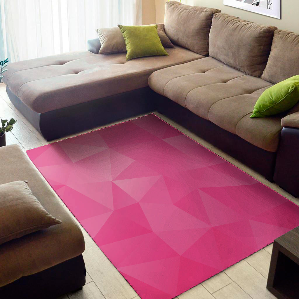 Pink Polygonal Geometric Print Area Rug