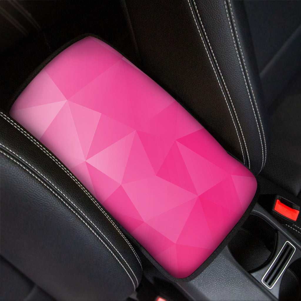 Pink Polygonal Geometric Print Car Center Console Cover