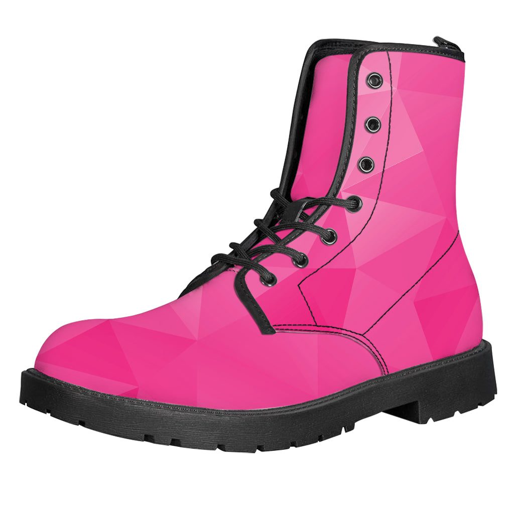 Pink Polygonal Geometric Print Leather Boots