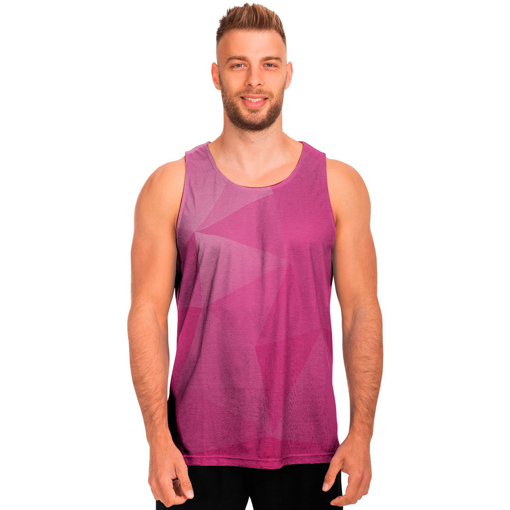 Pink Polygonal Geometric Print Men's Tank Top