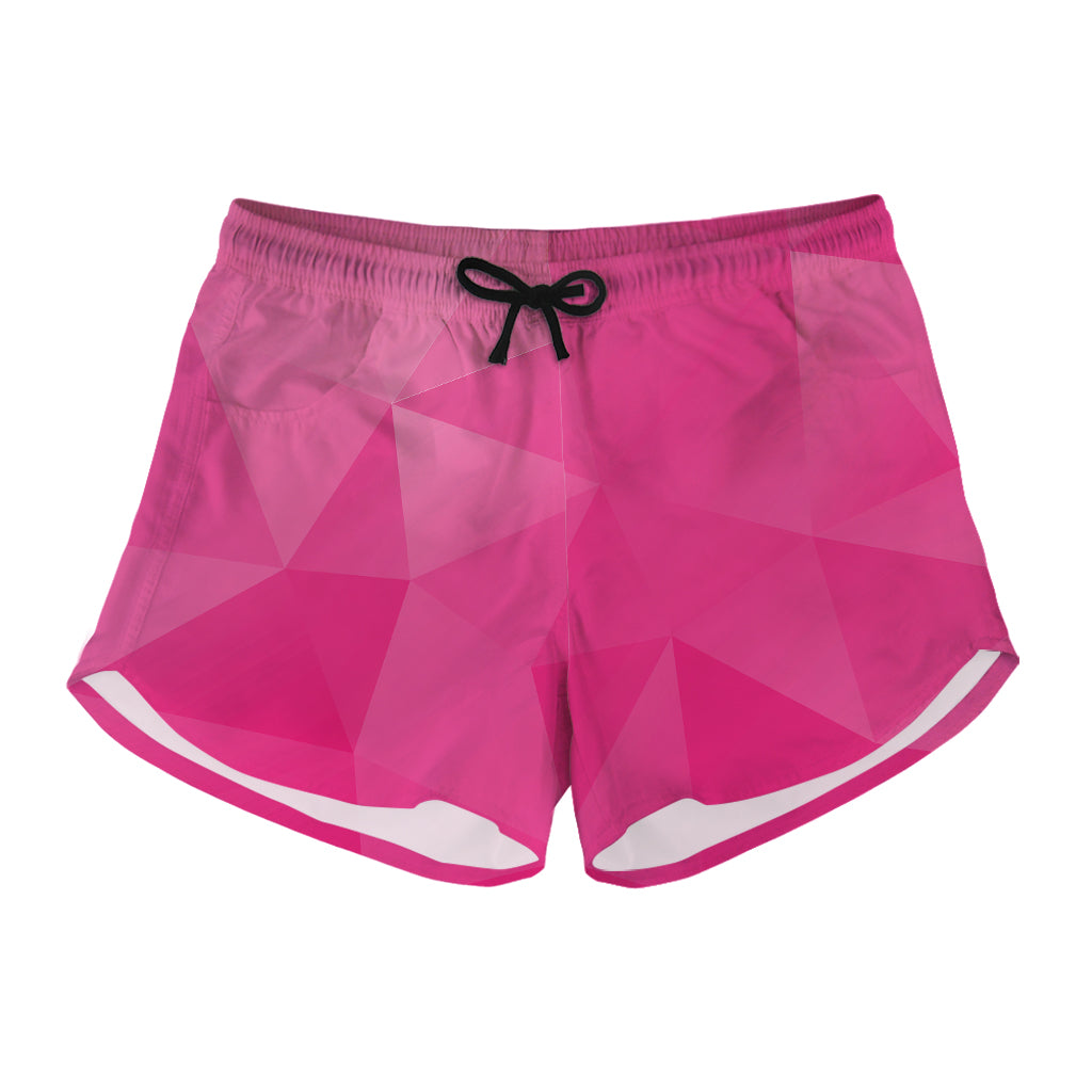 Pink Polygonal Geometric Print Women's Shorts