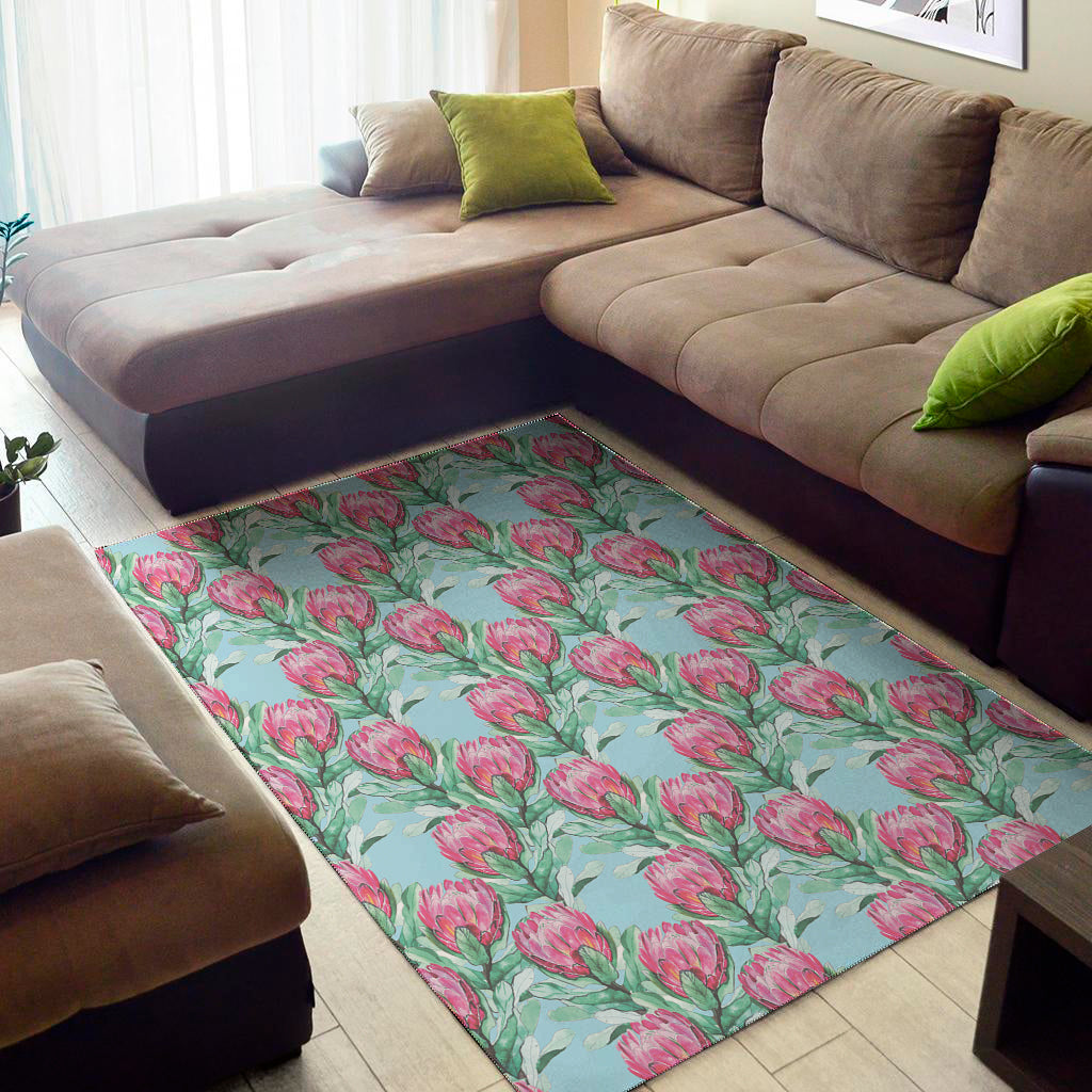 Pink Protea Pattern Print Area Rug