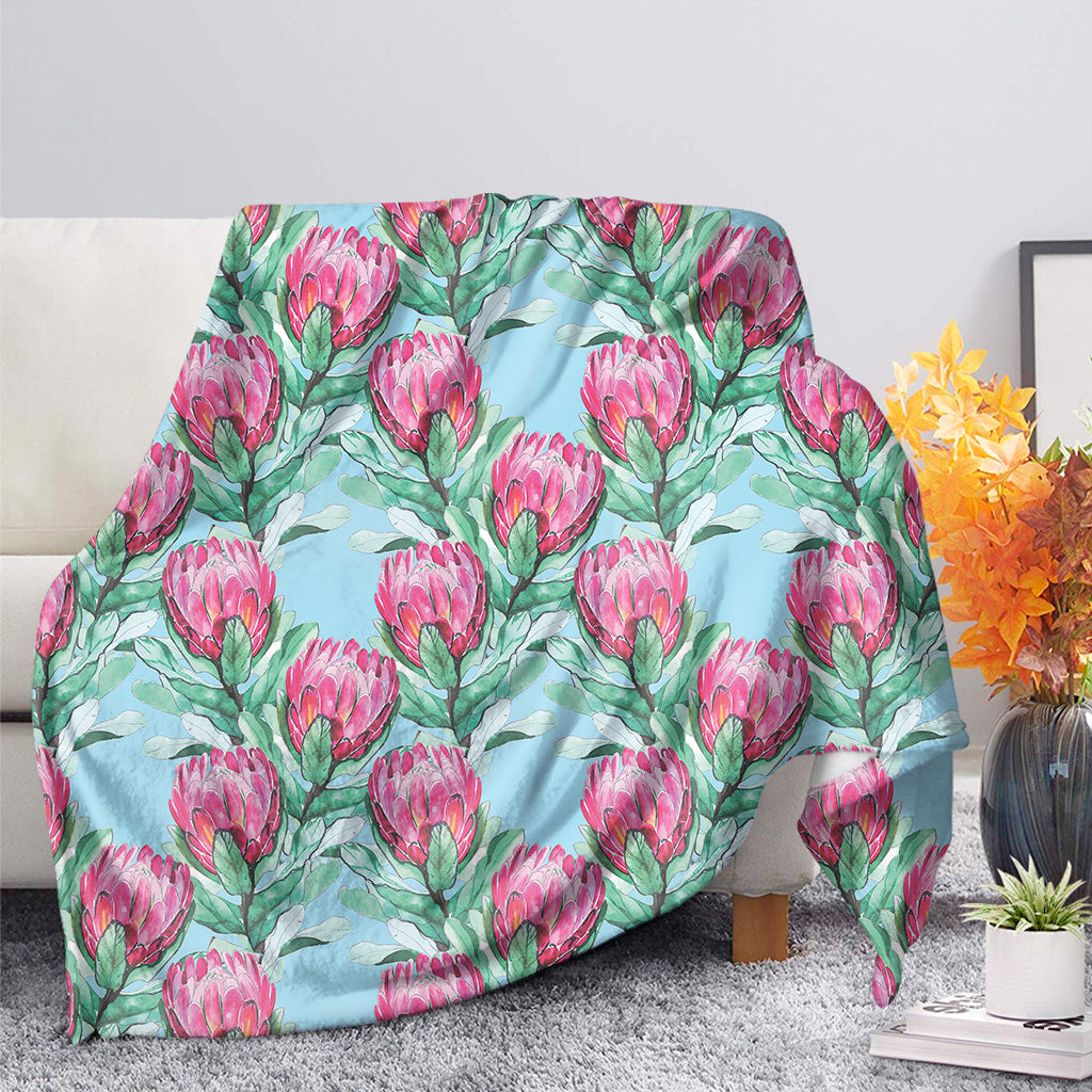 Pink Protea Pattern Print Blanket