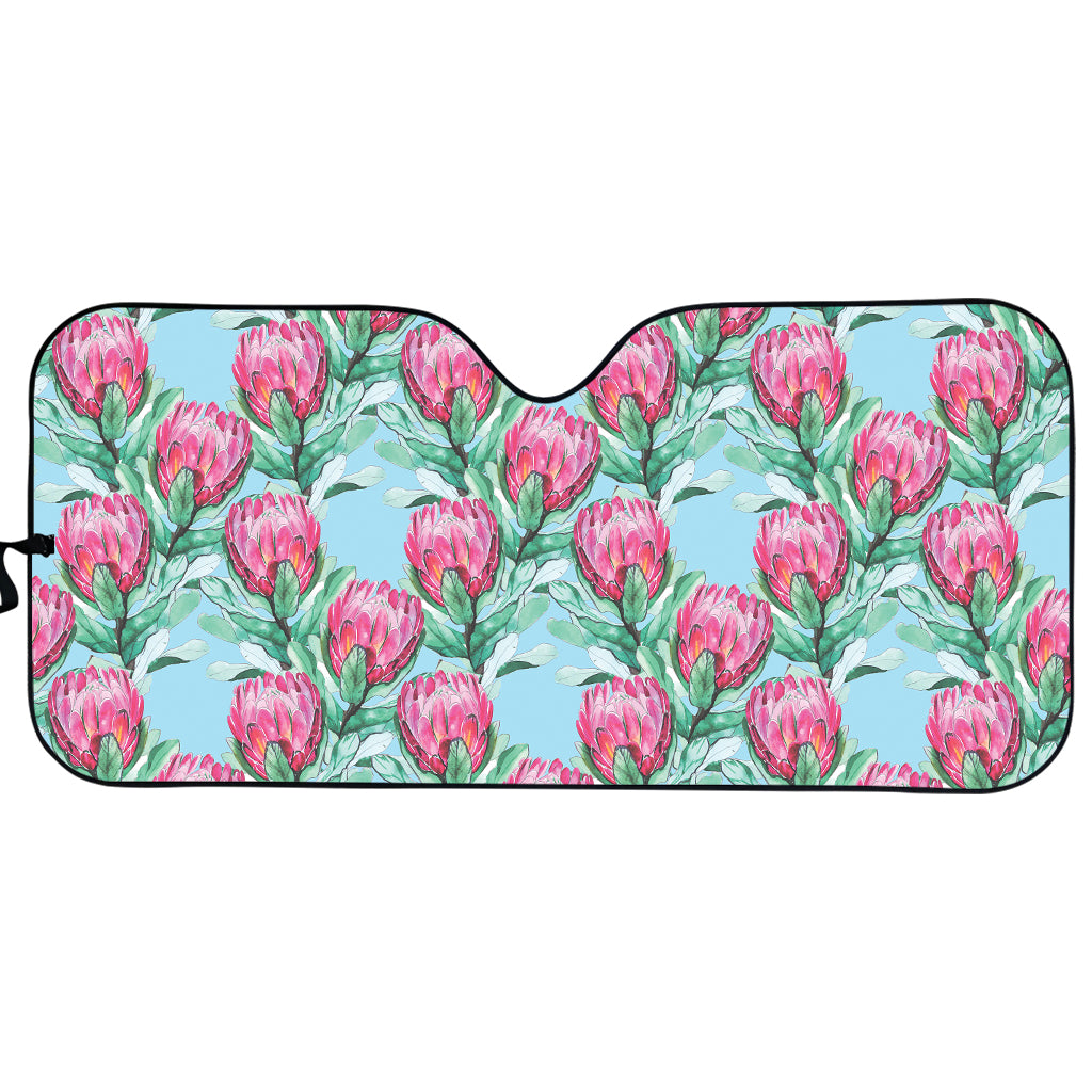 Pink Protea Pattern Print Car Sun Shade