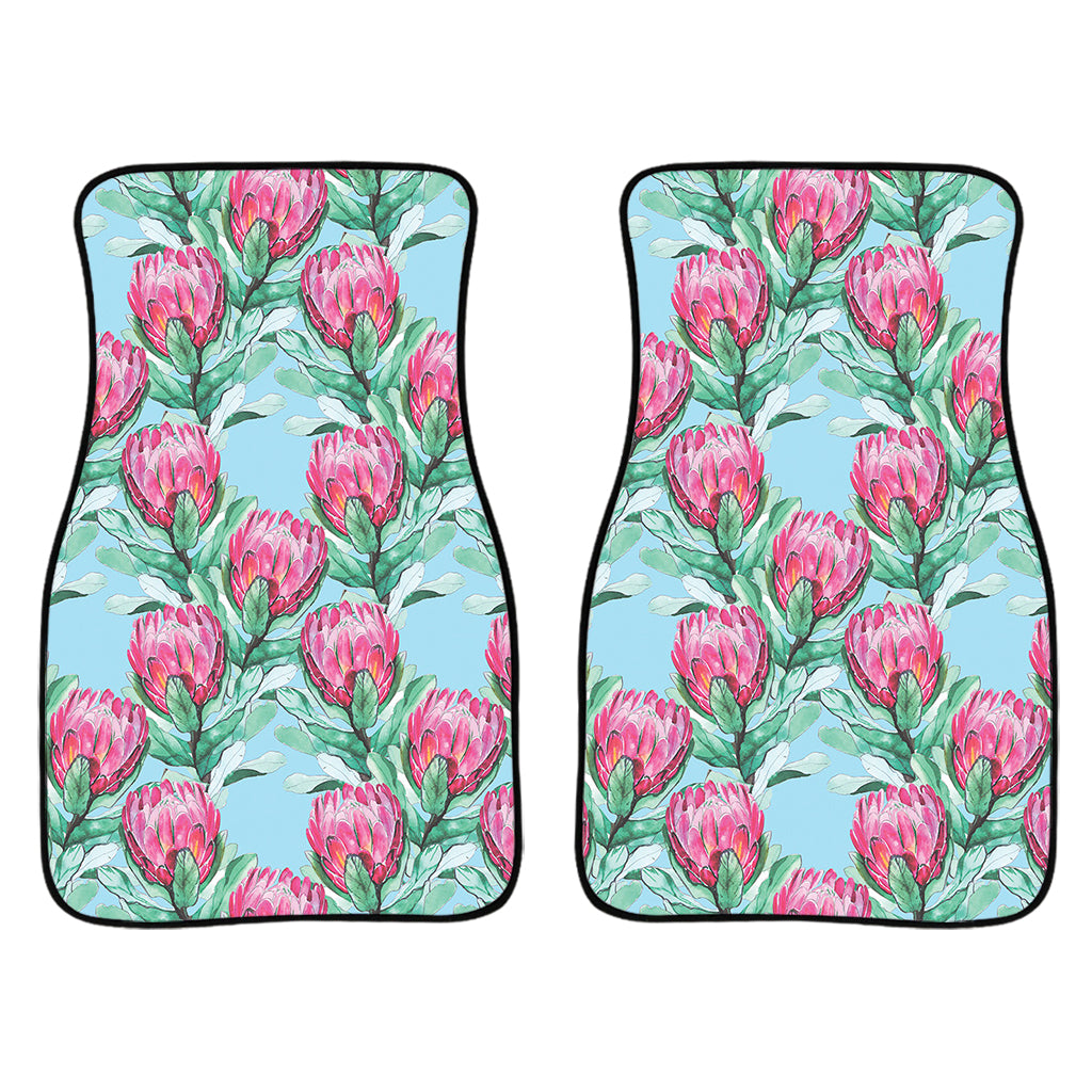 Pink Protea Pattern Print Front Car Floor Mats