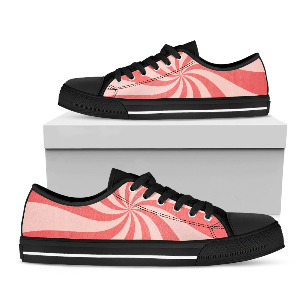 Pink Psychedelic Swirl Print Black Low Top Shoes