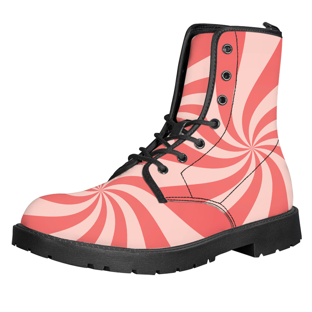 Pink Psychedelic Swirl Print Leather Boots