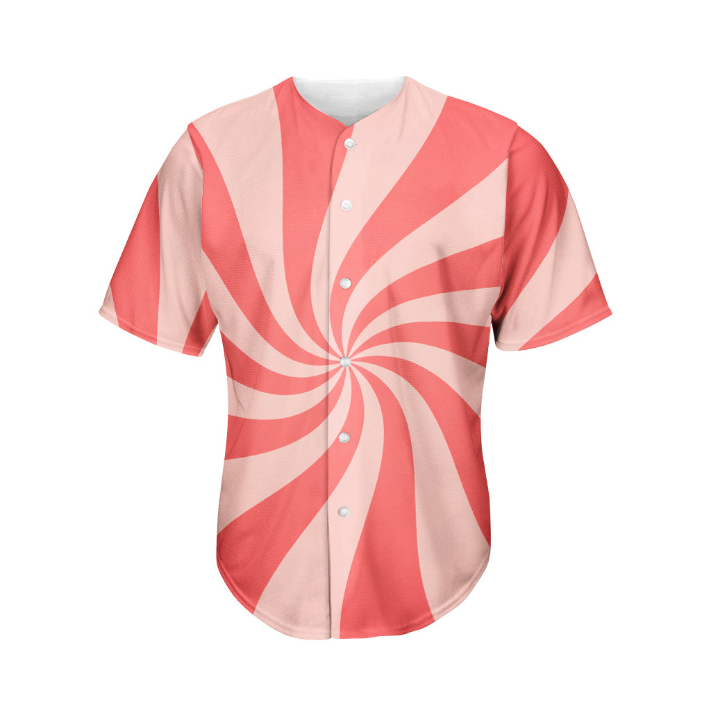 Pink Psychedelic Swirl Print Men's Baseball Jersey