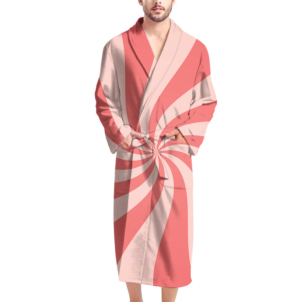 Pink Psychedelic Swirl Print Men's Bathrobe