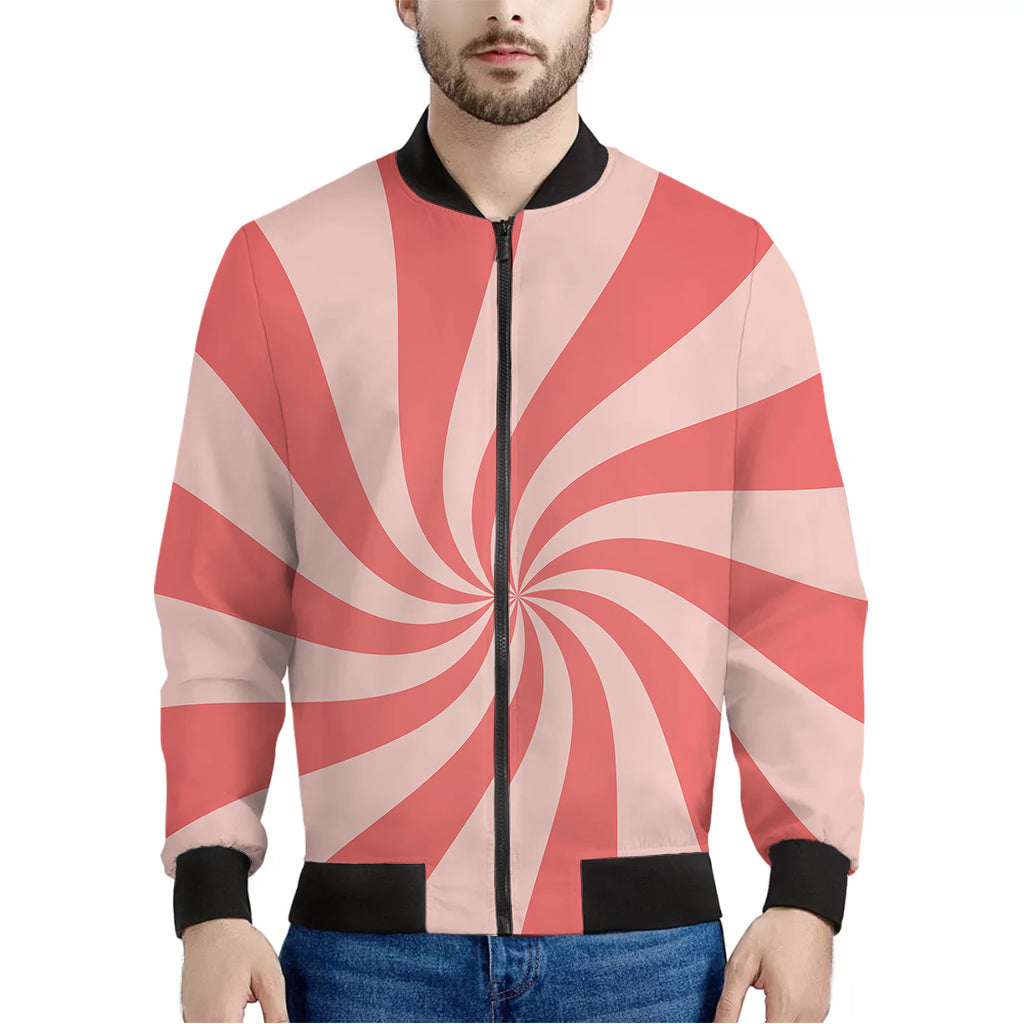 Pink Psychedelic Swirl Print Men's Bomber Jacket