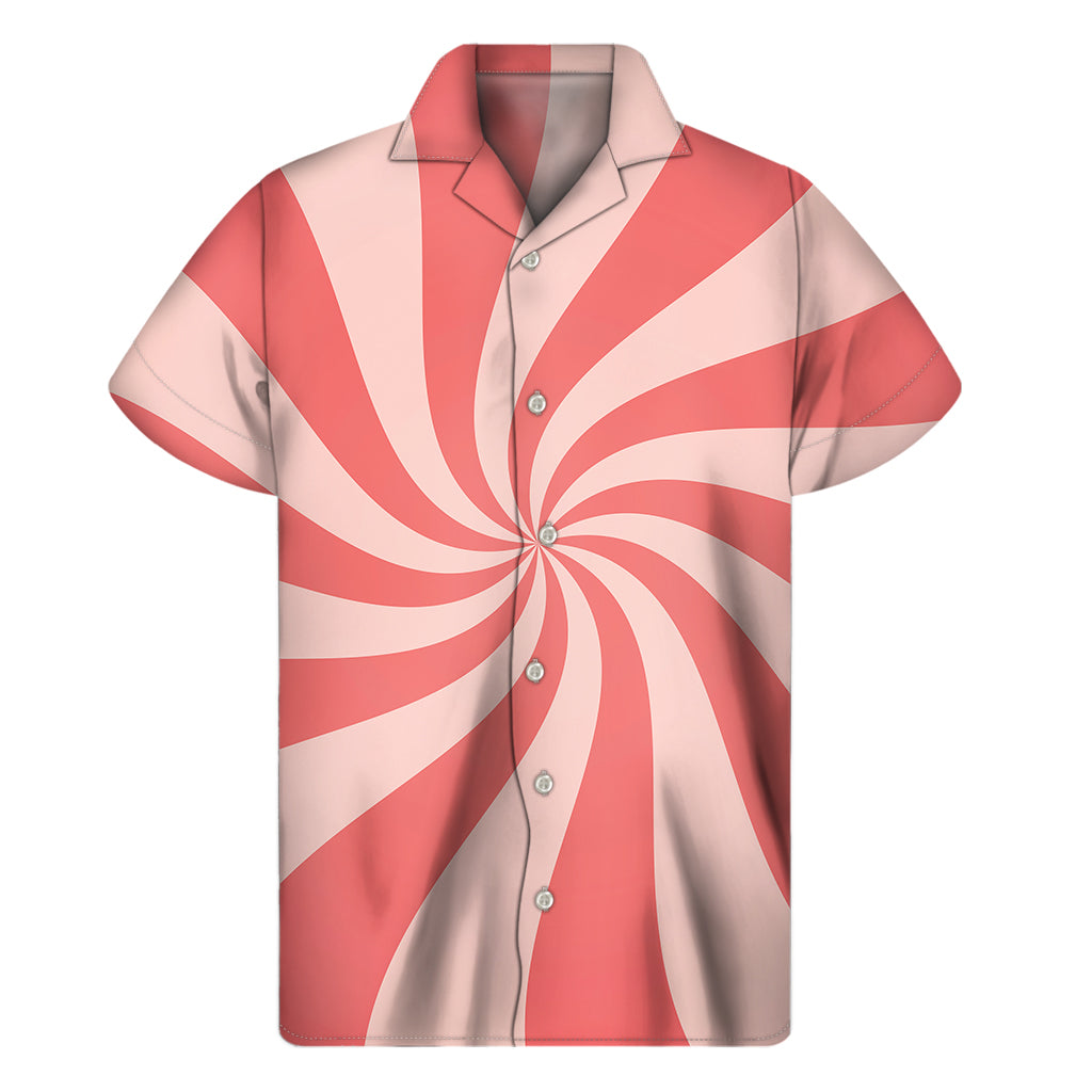 Pink Psychedelic Swirl Print Men's Short Sleeve Shirt