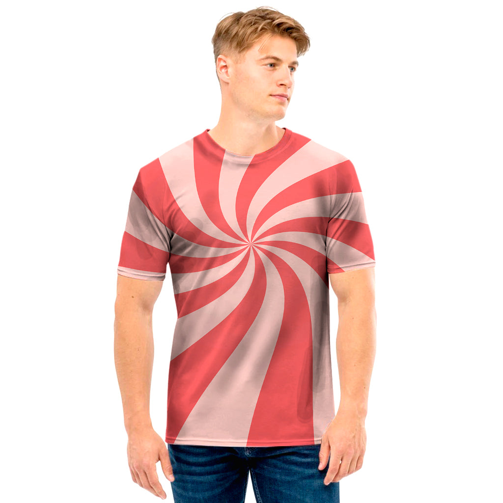 Pink Psychedelic Swirl Print Men's T-Shirt