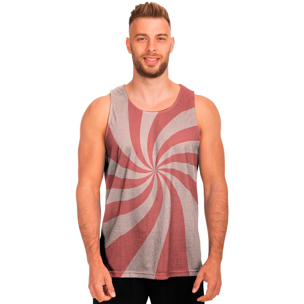 Pink Psychedelic Swirl Print Men's Tank Top