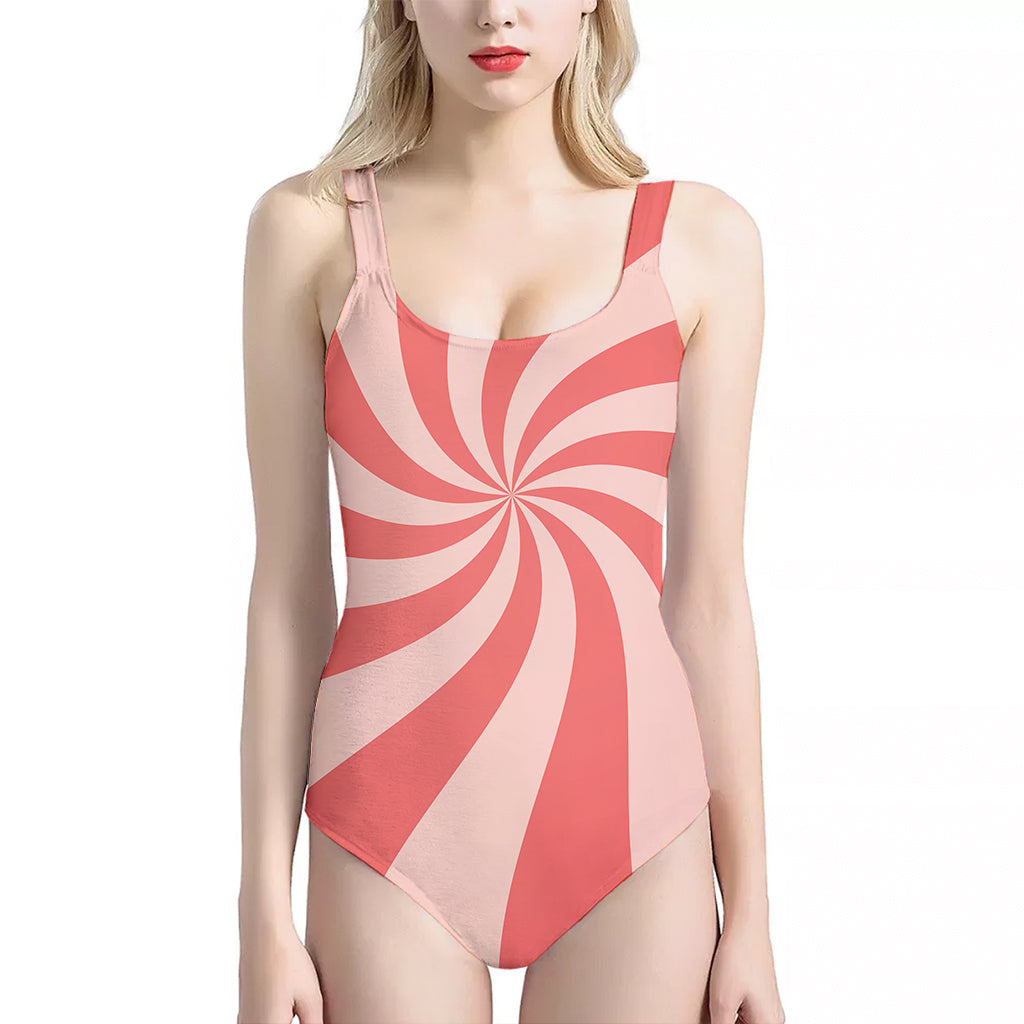 Pink Psychedelic Swirl Print One Piece Halter Neck Swimsuit