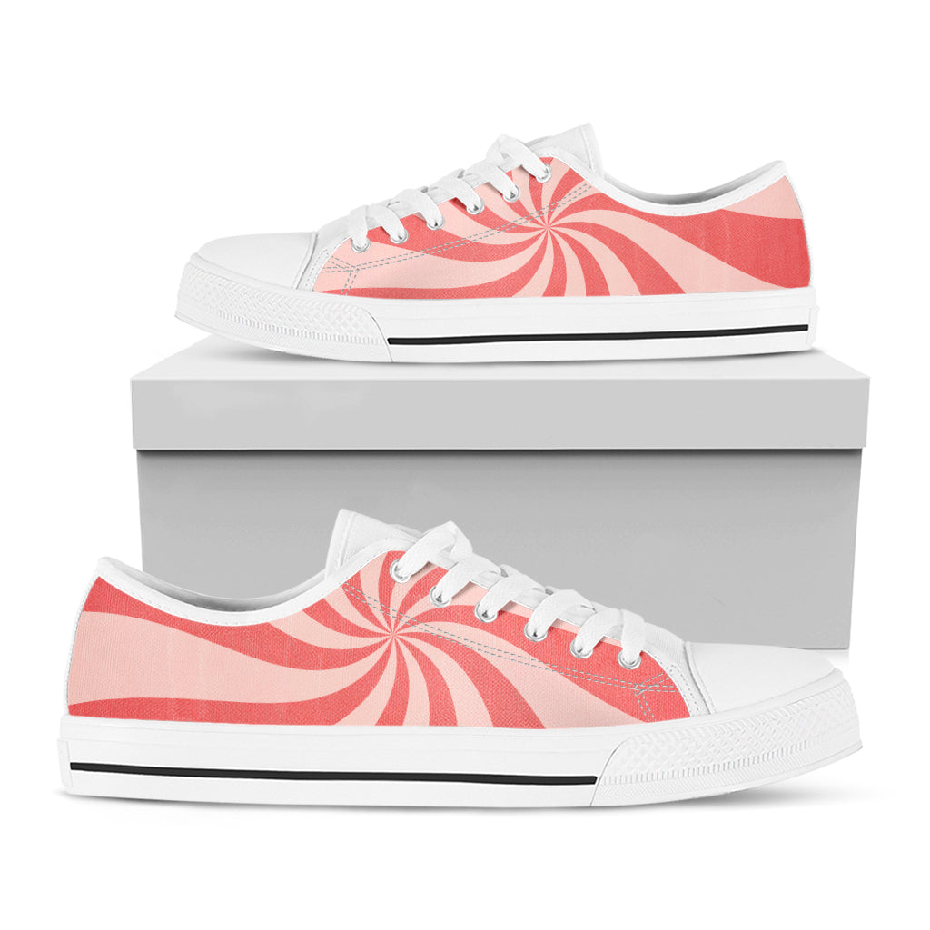 Pink Psychedelic Swirl Print White Low Top Shoes