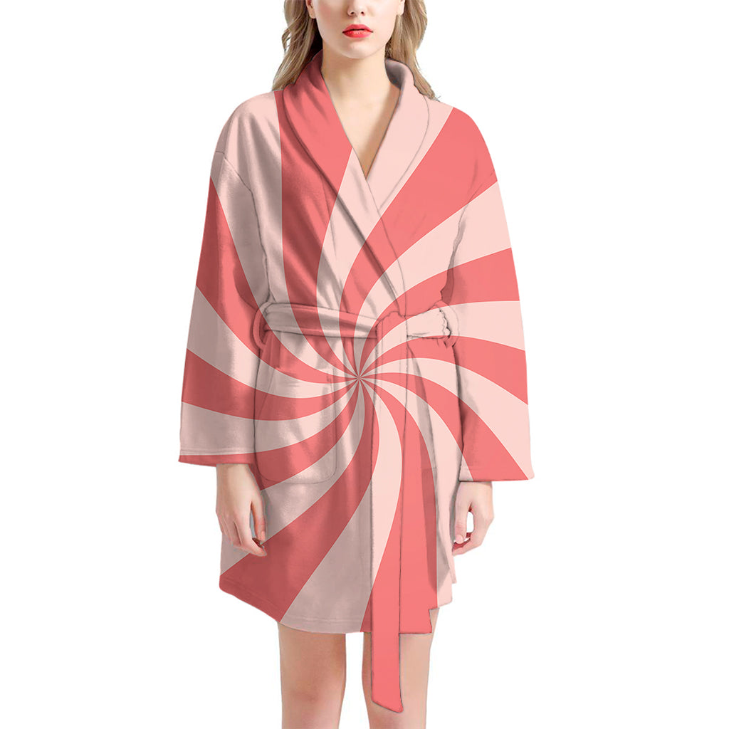 Pink Psychedelic Swirl Print Women's Bathrobe