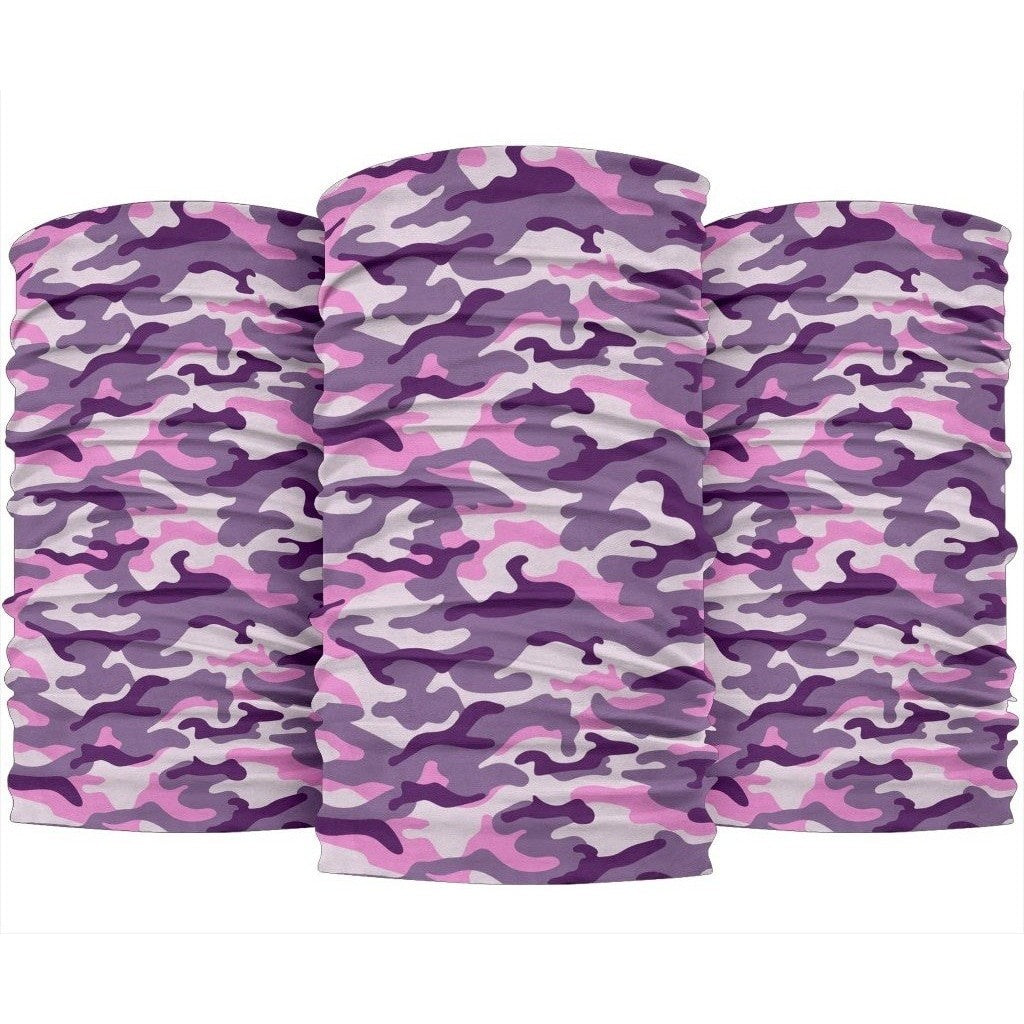 Pink Purple And Grey Camouflage Print 3-Pack Bandanas