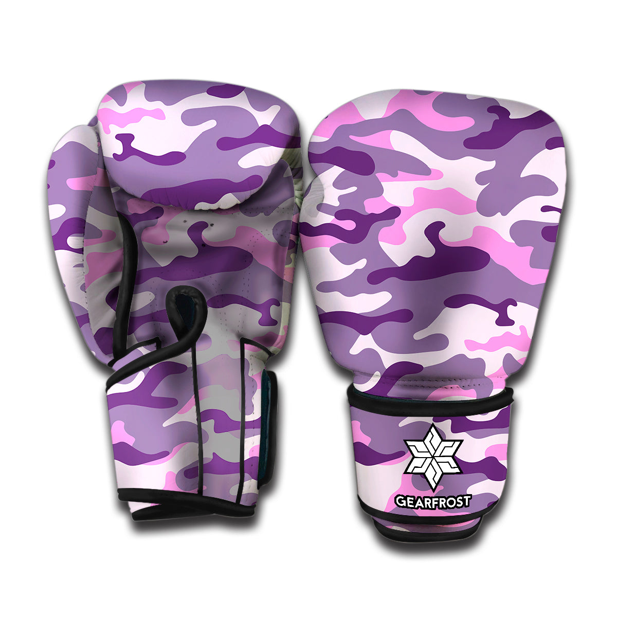 Pink Purple And Grey Camouflage Print Boxing Gloves