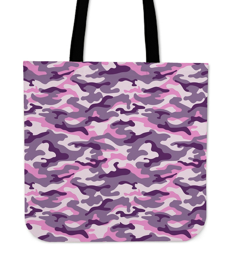 Pink Purple And Grey Camouflage Print Canvas Tote Bag