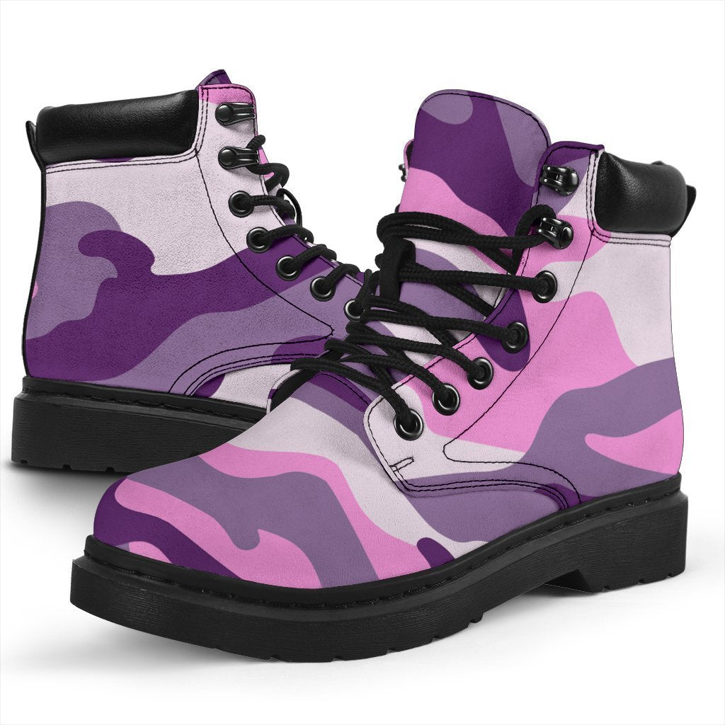 Pink Purple And Grey Camouflage Print Classic Boots