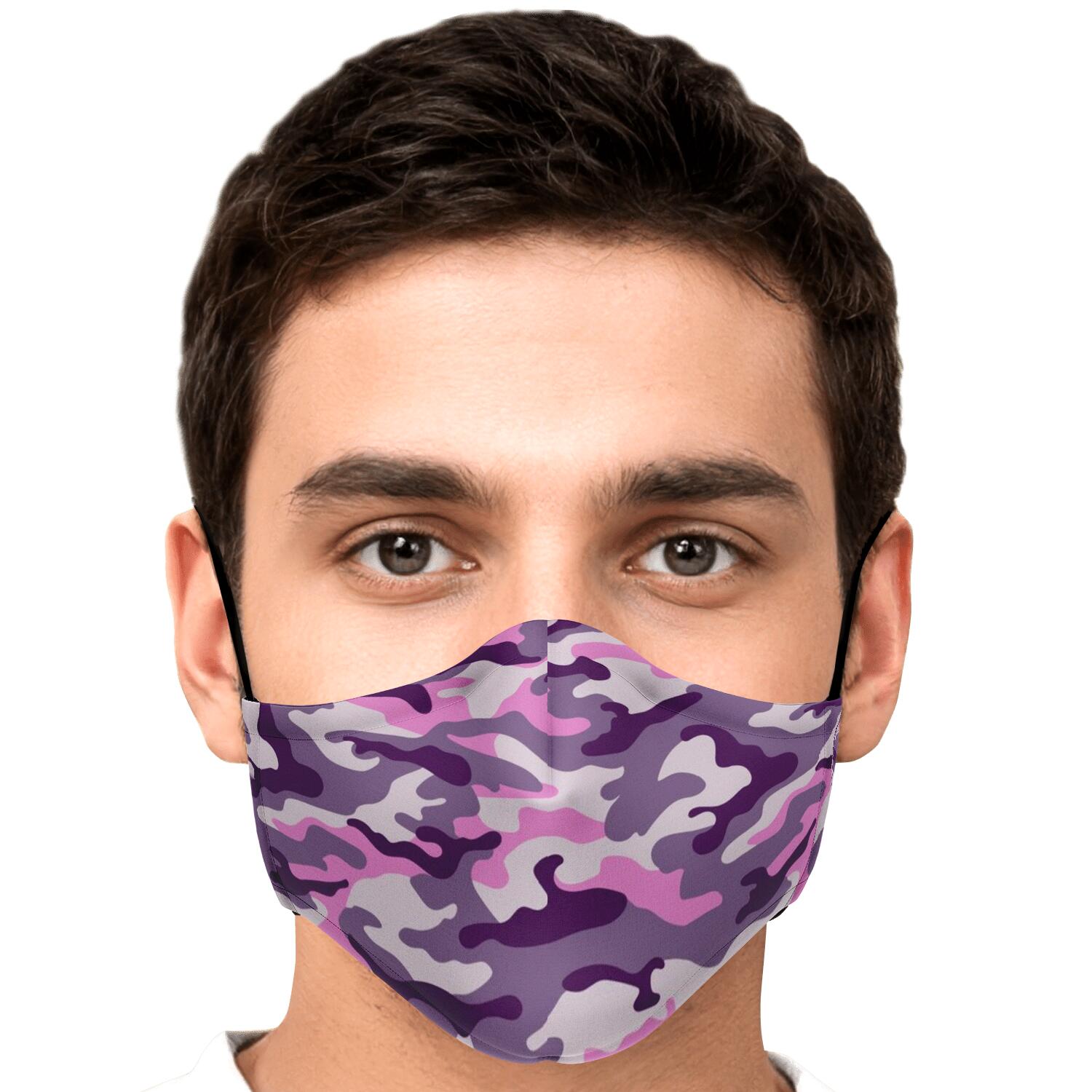 Pink Purple And Grey Camouflage Print Face Mask