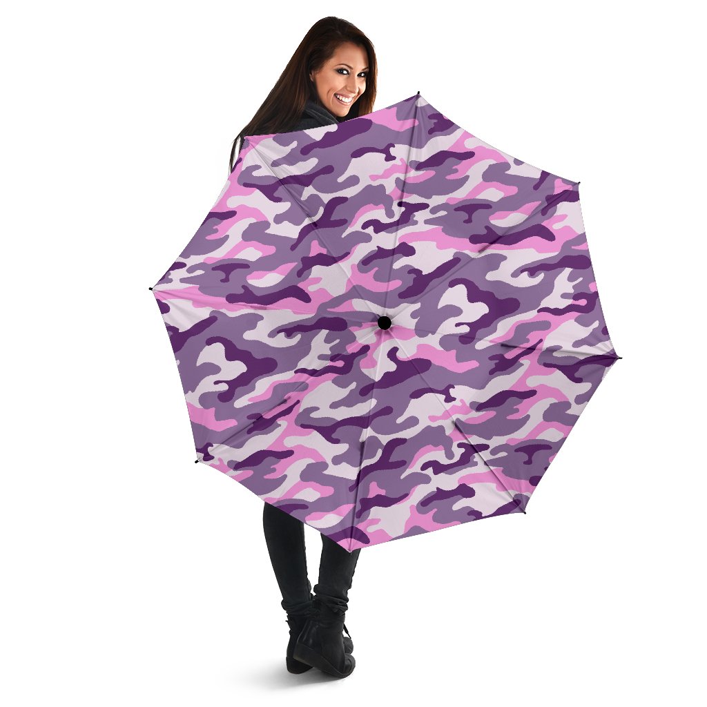 Pink Purple And Grey Camouflage Print Foldable Umbrella