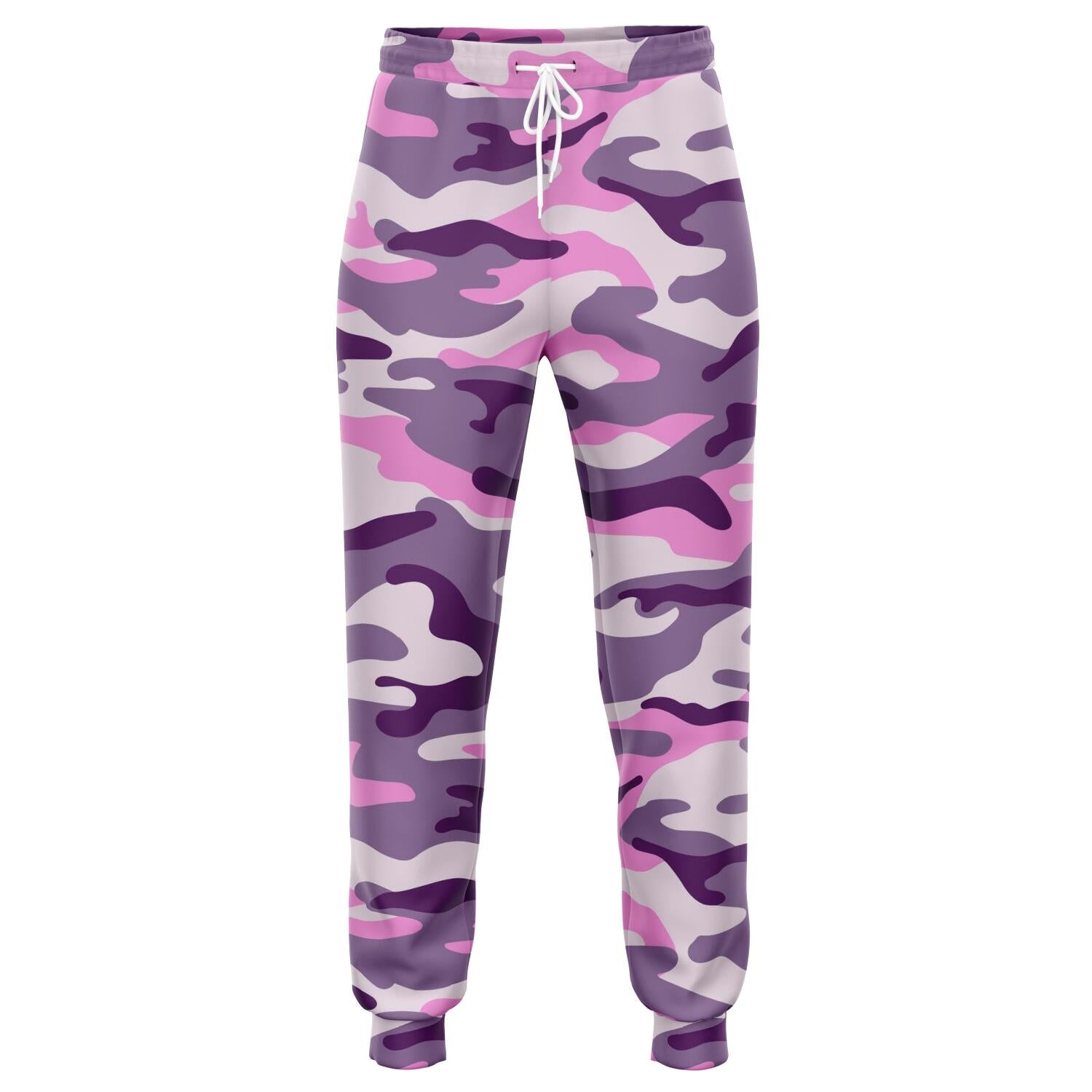 Pink Purple And Grey Camouflage Print Jogger Pants