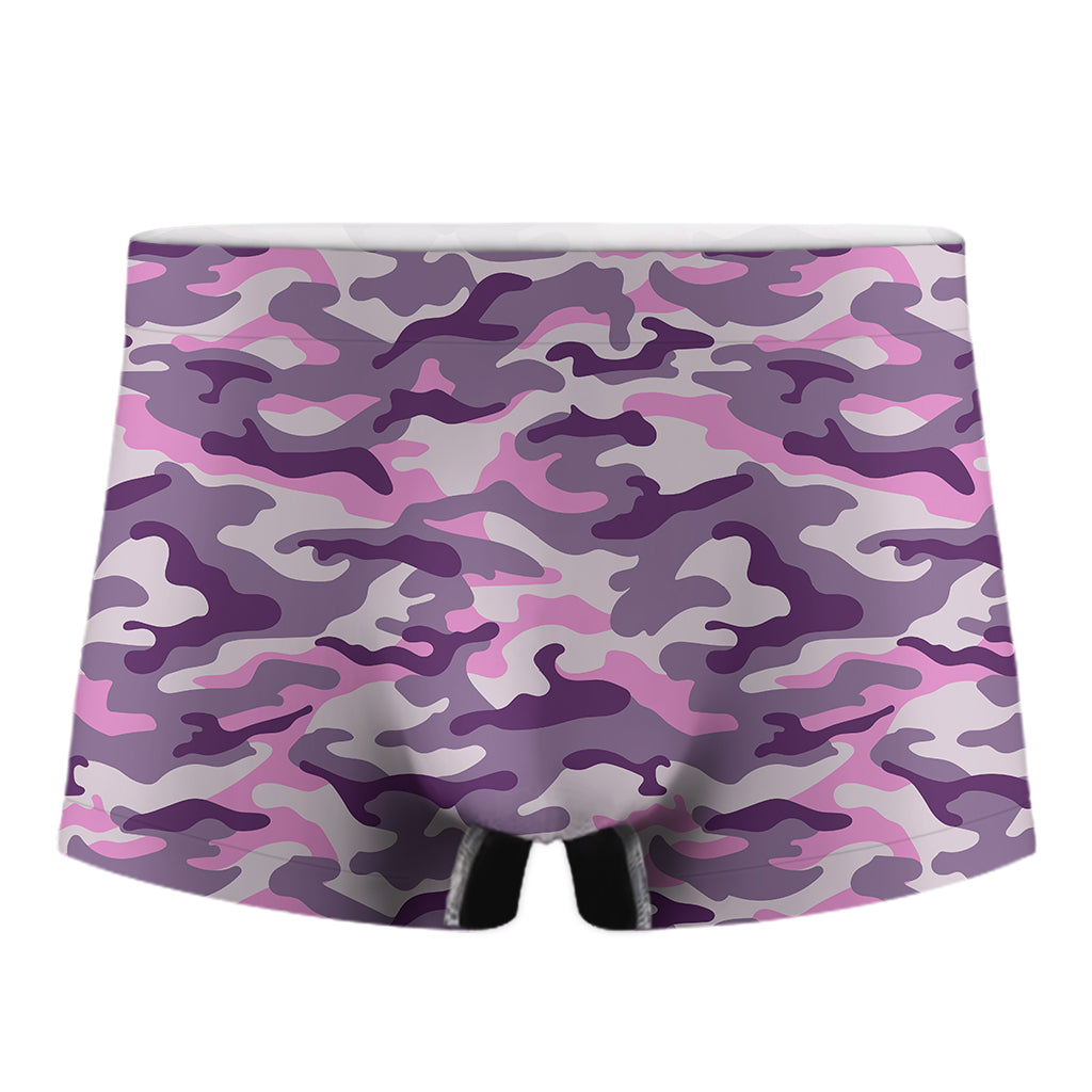 Pink Purple And Grey Camouflage Print Men's Boxer Briefs