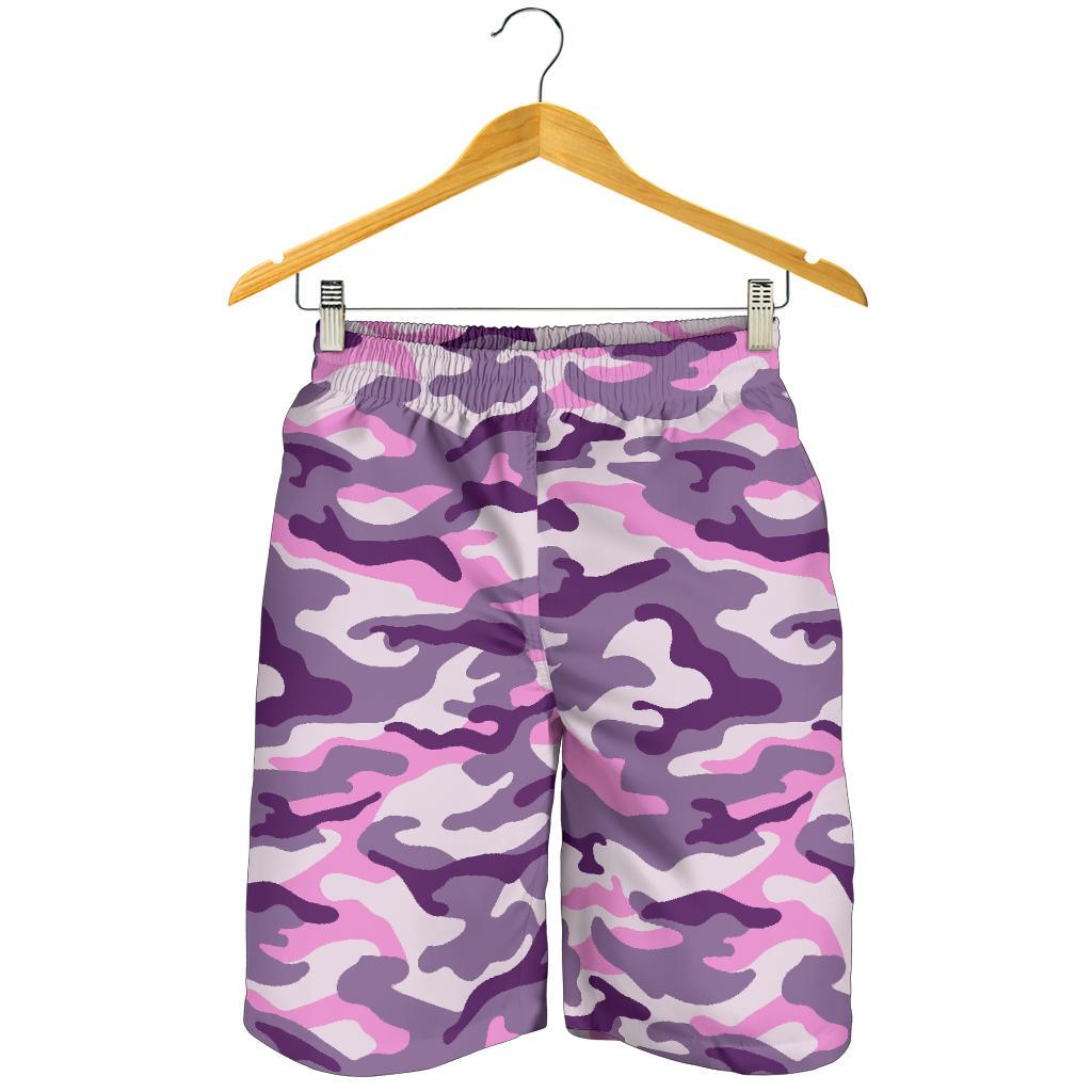 Pink Purple And Grey Camouflage Print Men's Shorts