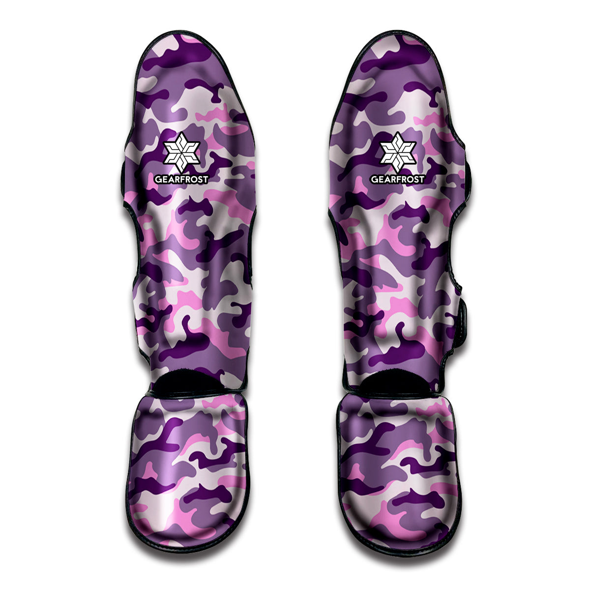 Pink Purple And Grey Camouflage Print Muay Thai Shin Guards