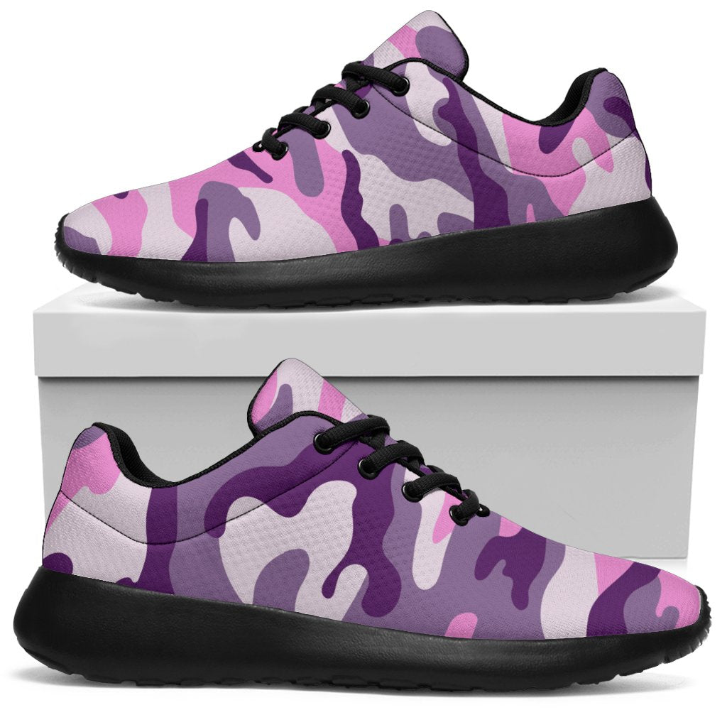 Pink Purple And Grey Camouflage Print Sport Sneakers