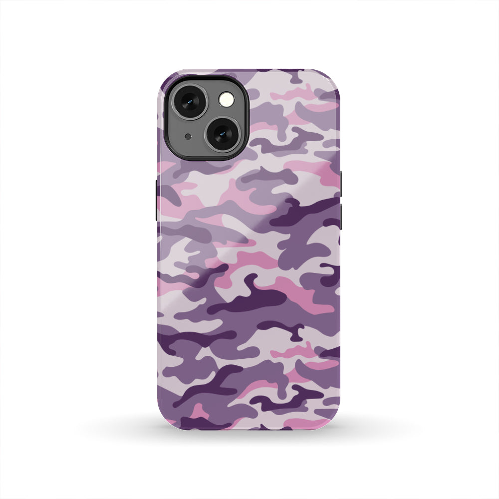 Pink Purple And Grey Camouflage Print Tough Phone Case