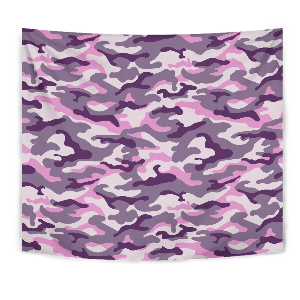 Pink Purple And Grey Camouflage Print Wall Tapestry