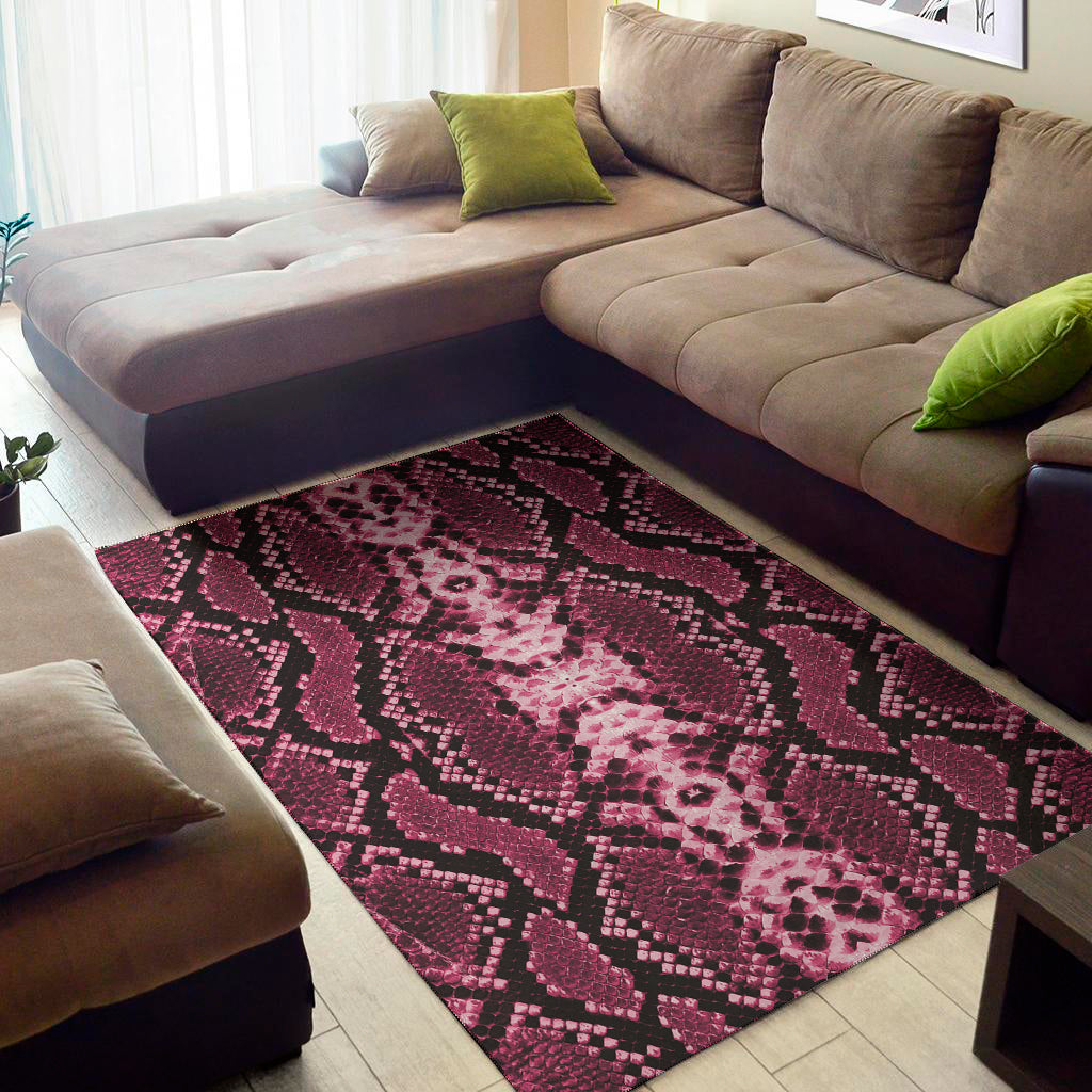 Pink Python Snakeskin Print Area Rug