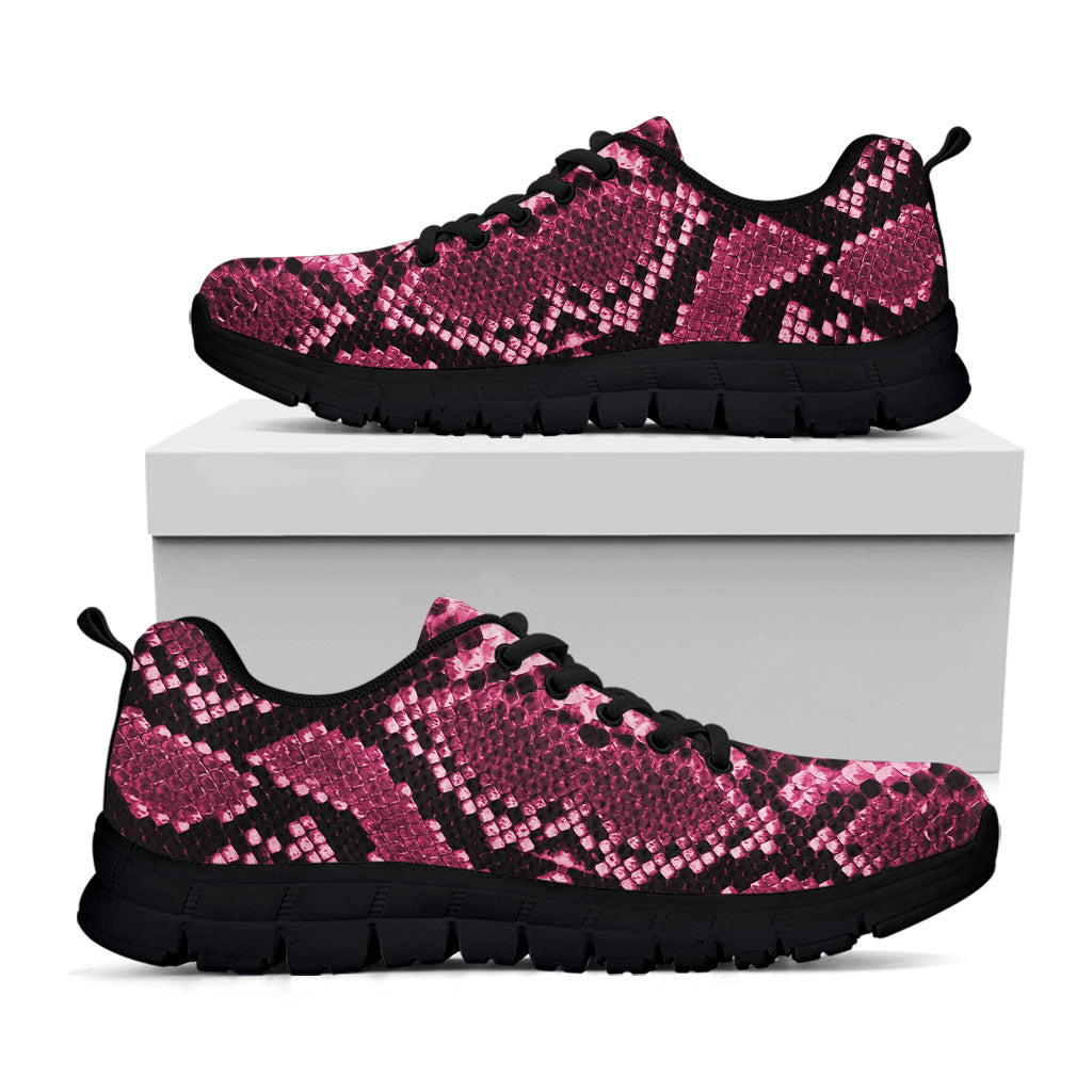 Pink Python Snakeskin Print Black Sneakers