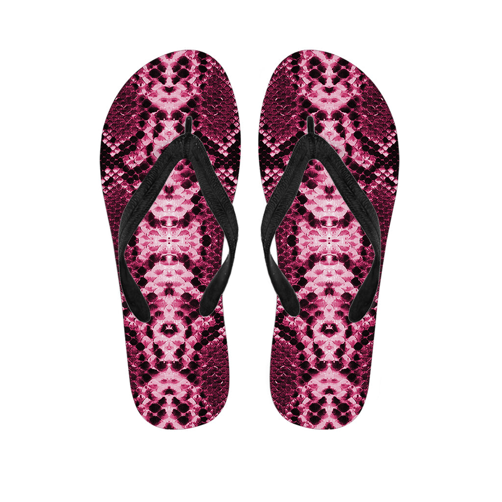 Pink Python Snakeskin Print Flip Flops