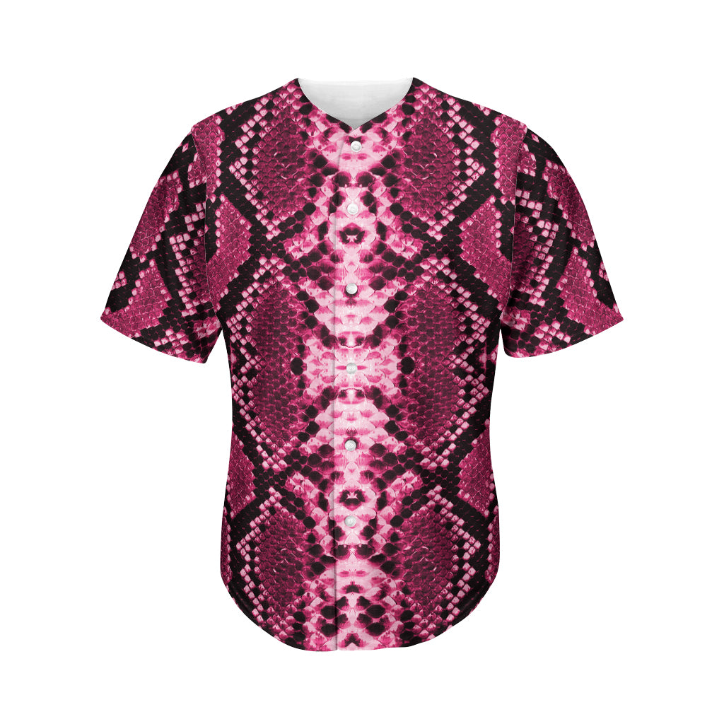 Pink Python Snakeskin Print Men's Baseball Jersey