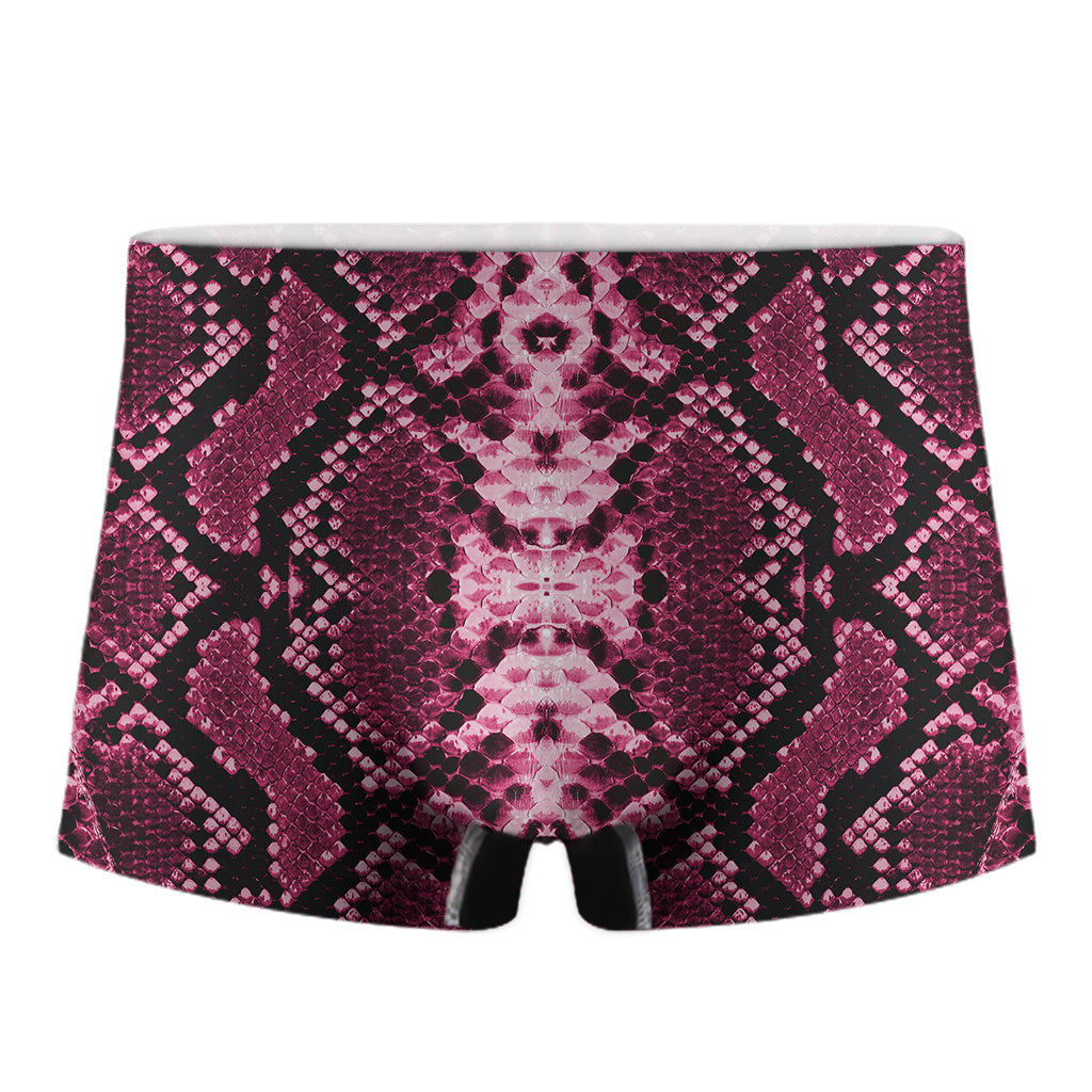 Pink Python Snakeskin Print Men's Boxer Briefs